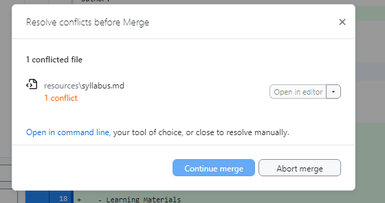 Conflicting Changes Error Message