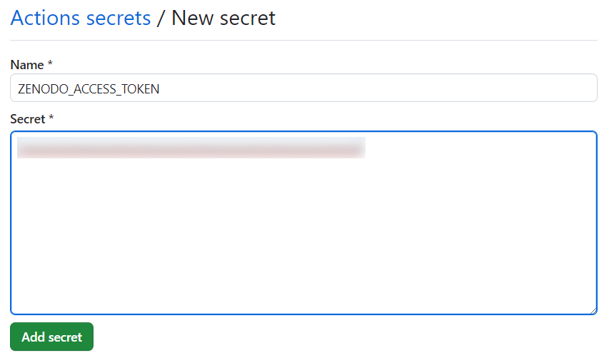 Creating a New GitHub Secret